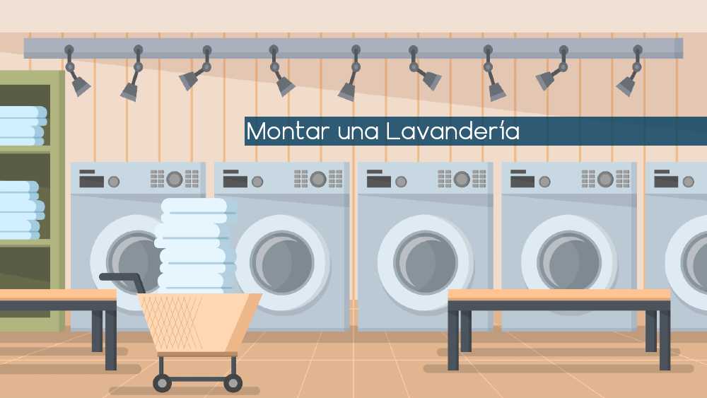 grafico de una lavandería con el texto de montar lavandería automática
