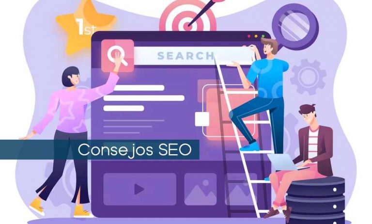 Gráfica y rótulo que pone consejos SEO